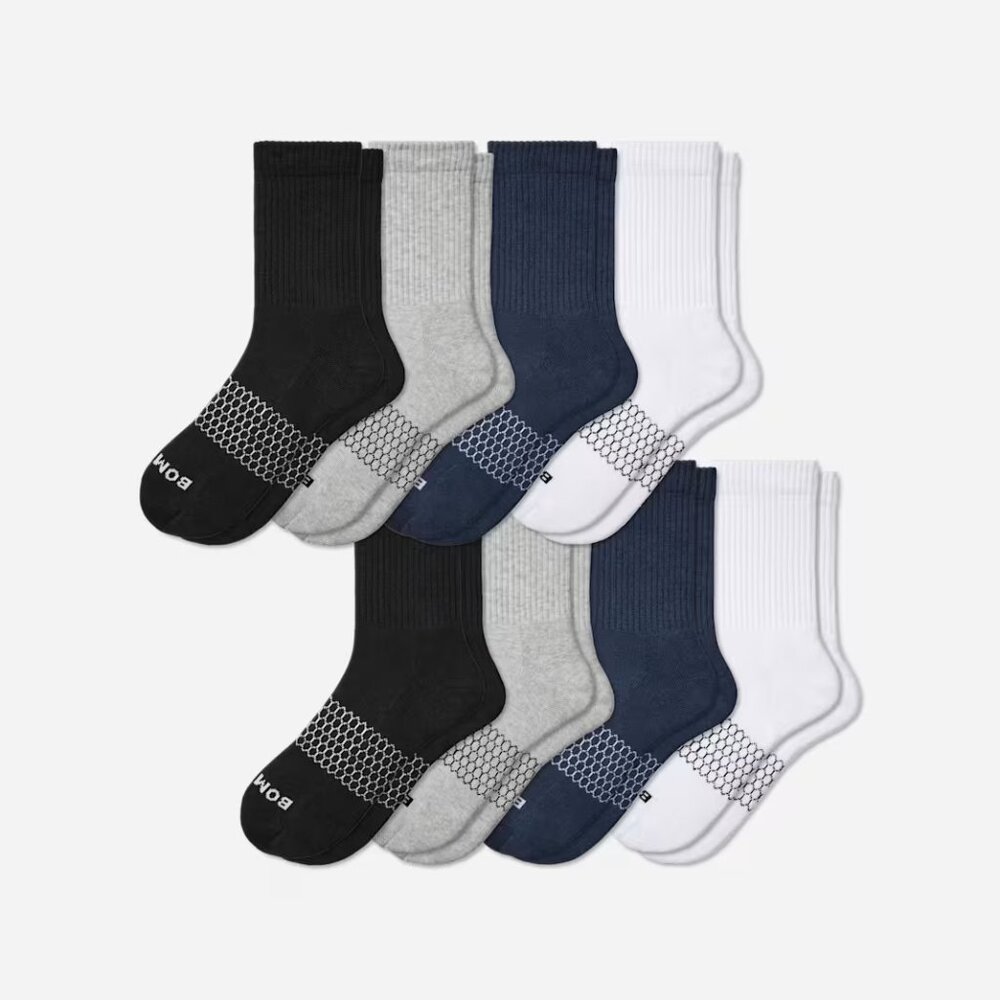 Bombas Men's Solids Half Calf Sock Multicolor 8-Pack Size Large